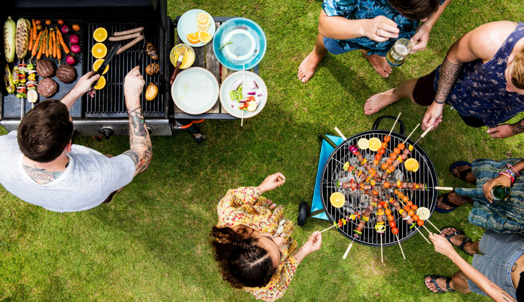 Aerial view of spring barbecue grilling on charcoals | Bar-B-Clean